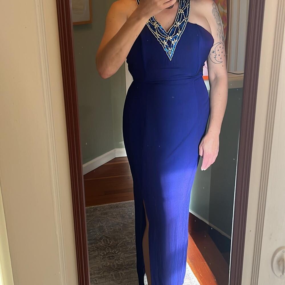 Jessica McClintock Gunne Sax Jeweled Blue Gown